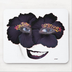 Alfombrilla De Ratón Hibiscus Face con sonrisa - Negro/Púrpura
