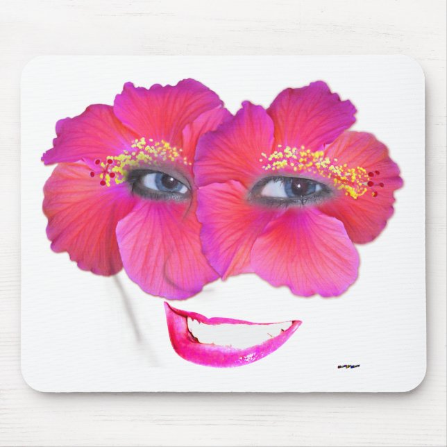 Alfombrilla De Ratón Hibiscus Face con sonrisa - Rosa (Frente)