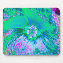Hibiscus psicodélico retro verde y rosa caliente