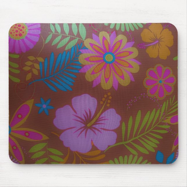 Alfombrilla De Ratón Hibiscus Retro Diseño de Flores (Frente)