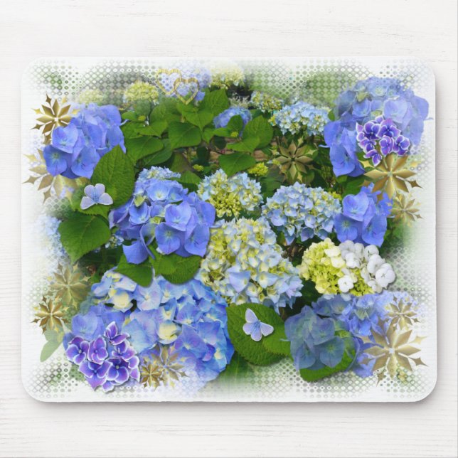 Alfombrilla De Ratón HIDRANGEAS AZULES~ Mousepad (Frente)