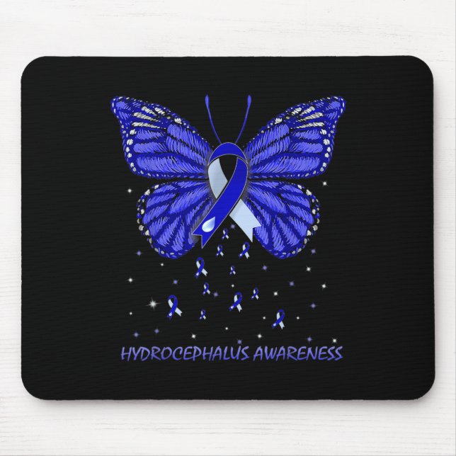 Alfombrilla De Ratón Hidrocefalia Sensibilización Mariposa (Frente)