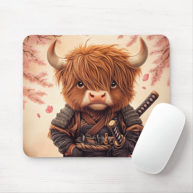 Alfombrilla De Ratón Highland Cow Samurai (Con ratón)