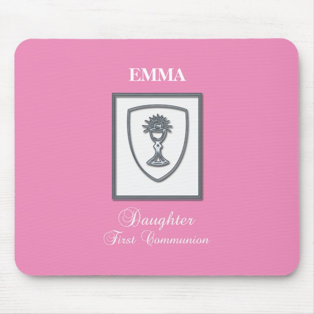 Alfombrilla De Ratón Hija, primer cáliz plateado de comunión (Frente)