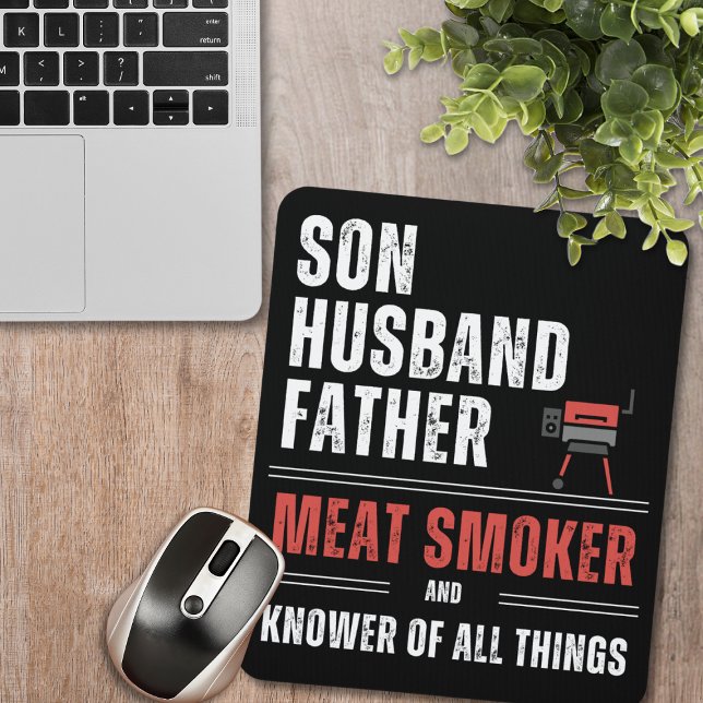Alfombrilla De Ratón Hijo esposo padre de familia fumador de carne y co (Unleash your carnivorous spirit! Get our exclusive mouse pad now! #CarnivoreLife)