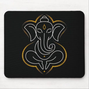 Alfombrilla De Ratón Hindu Ganesha Puja Dios Elefante India Meditación 