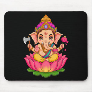 Alfombrilla De Ratón Hindu Ganesha Puja Dios Elefante India Meditación 