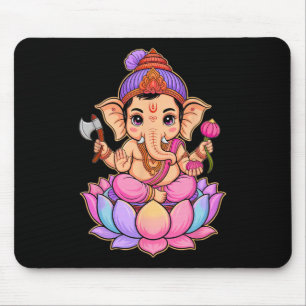 Alfombrilla De Ratón Hindu Ganesha Puja Dios Elefante India Meditación 