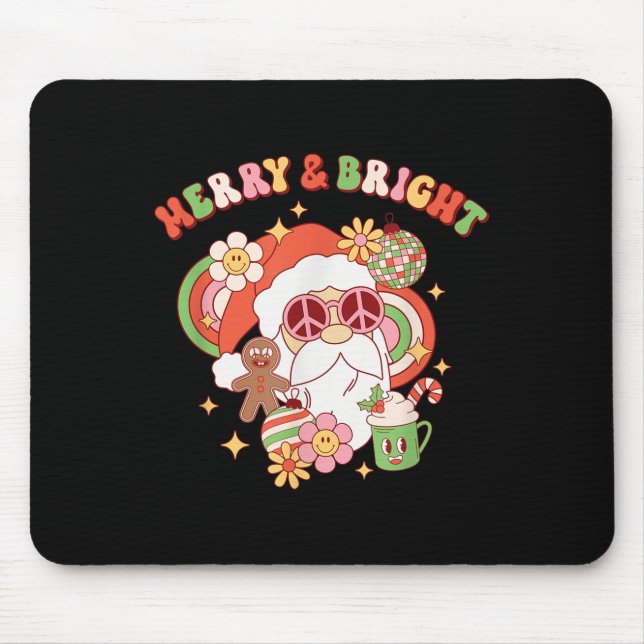 Alfombrilla De Ratón Hipe Santa Clause Merry Y Bright Groovy Christma (Frente)