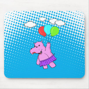 Alfombrilla De Ratón Hipo Rosa Volando Con Globos