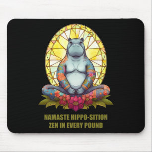 Alfombrilla De Ratón Hipopótamo de yoga en postura de meditación, Zen p