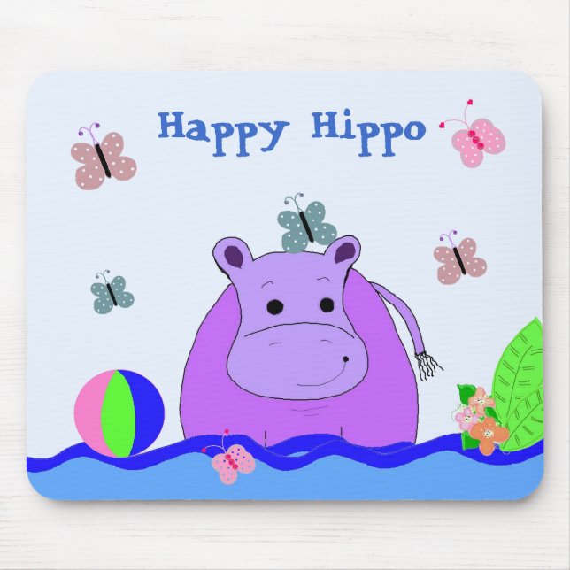 Alfombrilla De Ratón Hipopótamo Muy Feliz (Frente)