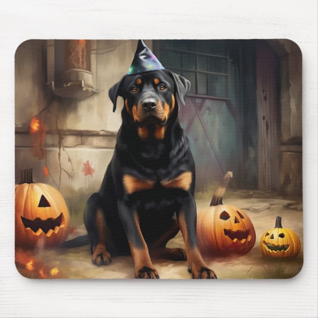 Alfombrilla De Ratón Hipótesis de halloween de Rottweiler (Frente)