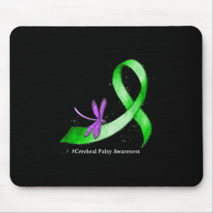 Alfombrilla De Ratón Hippie Dragonfly Green Ribbon Parálisis cerebral