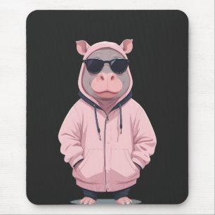 Alfombrilla De Ratón Hippopótamo usando Hoodie Funny Guay Animal Pop