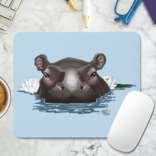 Alfombrilla De Ratón Hippopotamus Loto Blanco Azul