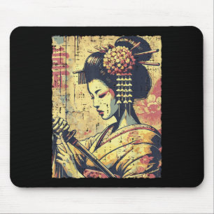 Alfombrilla De Ratón Hipster japonés Geisha Katana Vintage mujeres Chic