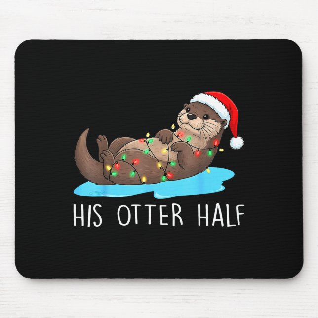 Alfombrilla De Ratón His And Her Otter Half Santa Hat Couple Christmas  (Frente)