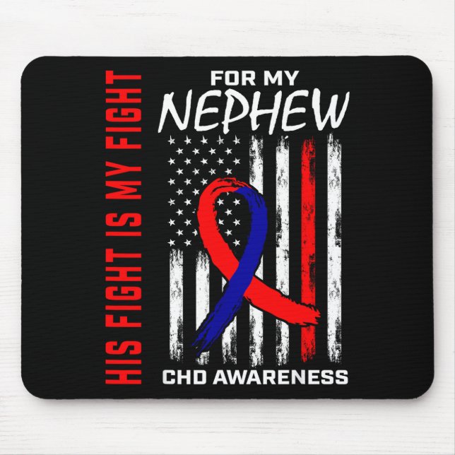 Alfombrilla De Ratón His Fight Nephew Chd Awareness American Flag Graph (Frente)