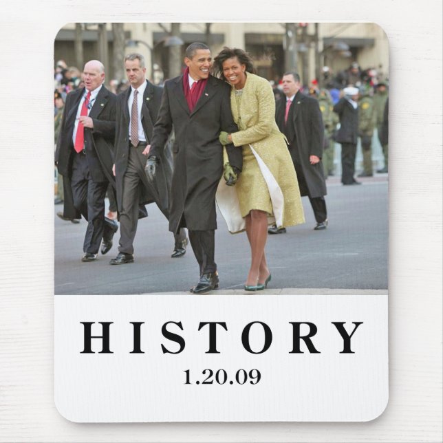 Alfombrilla De Ratón HISTORIA: Barack e inauguración de Michelle Obama (Frente)