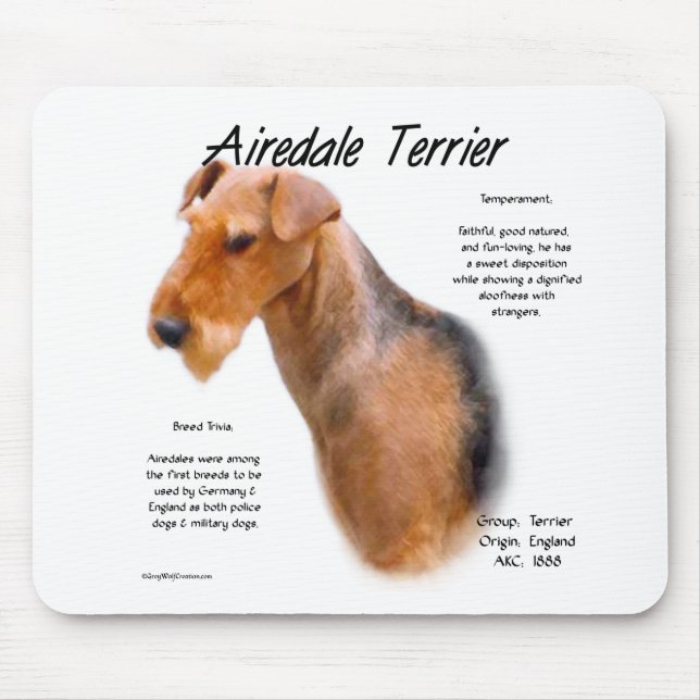 Alfombrilla De Ratón Historia de Airedale Terrier (Frente)