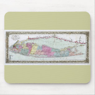 Alfombrilla De Ratón Histórico mapa de viajeros de 1855-1857 de Long Is