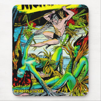 Alfombrilla De Ratón Historietas de la princesa Vintage de la sirena ma