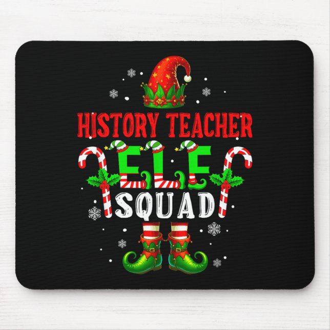 Alfombrilla De Ratón History Teacher Elf Squad Xmas Elf Hat Scute Ss Cu (Frente)