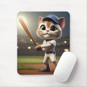 Alfombrilla De Ratón Hitter casero: Gato de Béisbol en 3D toma un giro