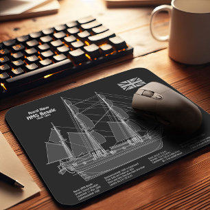 Alfombrilla De Ratón HMS Beagle Tall Ship - Ship Blueprint PBD