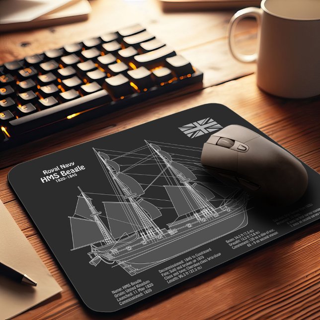 Alfombrilla De Ratón HMS Beagle Tall Ship - Ship Blueprint PBD (Subido por el creador)