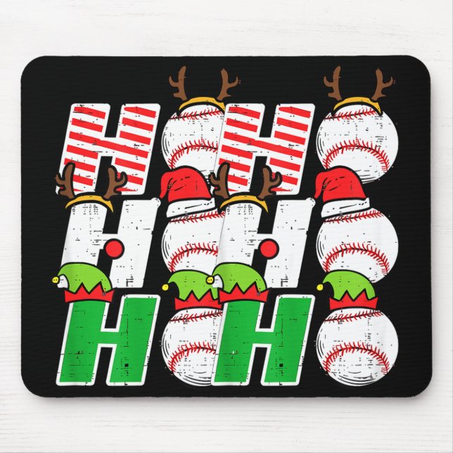 Alfombrilla De Ratón Ho Ho Baseball Elf Candy Cane Funny Christmas Srt  (Frente)