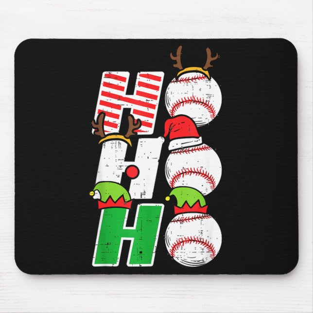 Alfombrilla De Ratón Ho Ho Baseball Elf Candy Cane Funny Christmas Srt  (Frente)