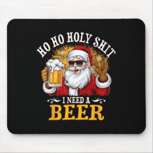 Alfombrilla De Ratón Ho Ho Ho Holy Necesito Una Cerveza Graciosa Santa 