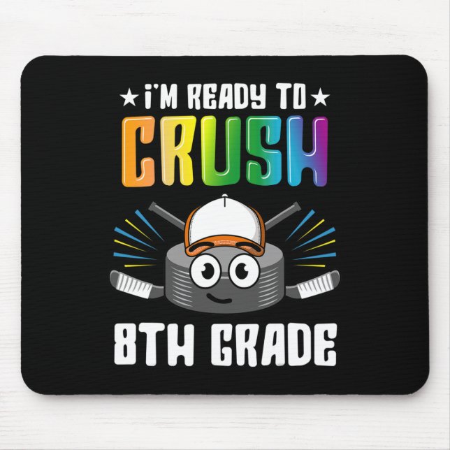 Alfombrilla De Ratón Hockey 8° grado De vuelta a la escuela Niños Chica (Frente)