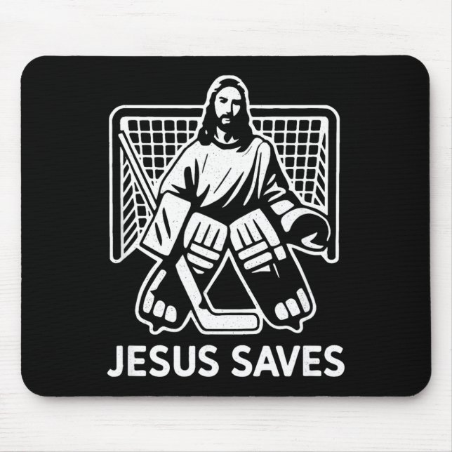 Alfombrilla De Ratón Hockey Goalie Goalkeeper Jesus Saves Christian Hoc (Frente)