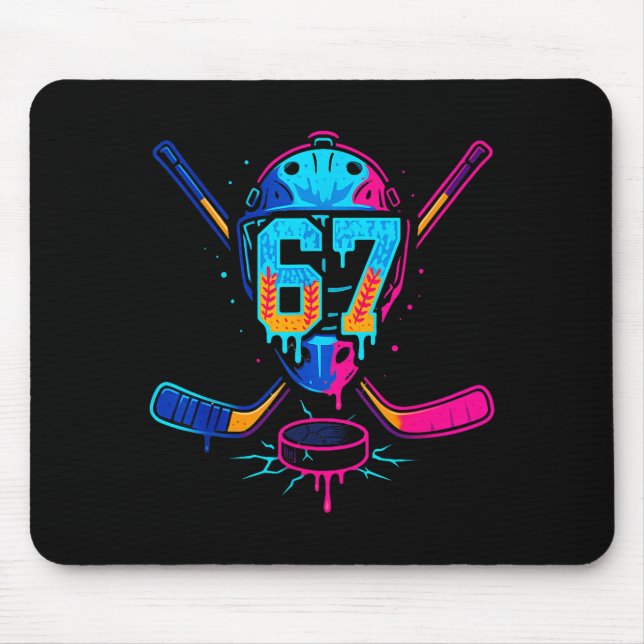Alfombrilla De Ratón Hockey Ice Cream Drip Number 67 Player 67th Birthd (Frente)