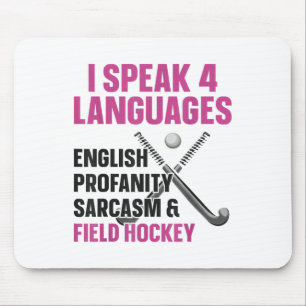 Alfombrilla De Ratón Hockey sobre hierba Hablo 4 idiomas Inglés Obsceni