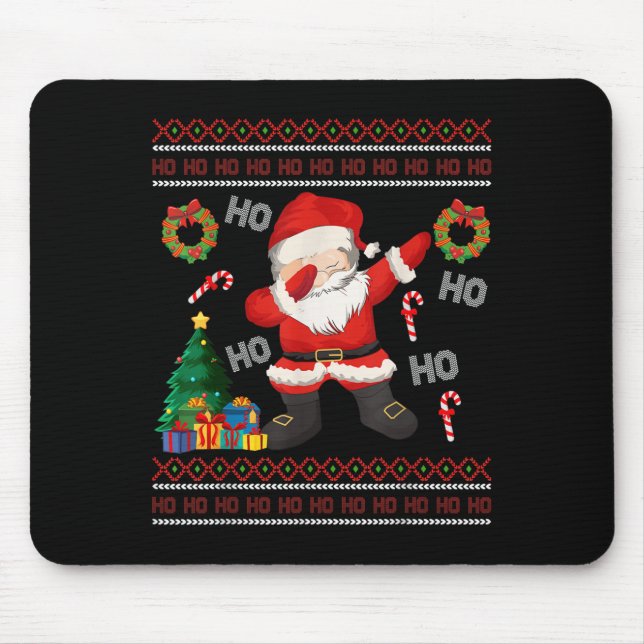 Alfombrilla De Ratón Hohoho Santa Claus Dabbing Navidades feos Sweater (Frente)