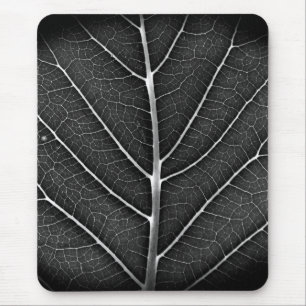 Alfombrilla De Ratón Hoja brillante en blanco y negro en primer plano