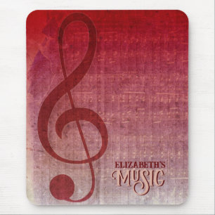 Alfombrilla De Ratón Hoja de música con símbolo de tintes de color rosa
