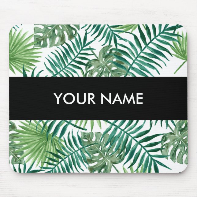 Alfombrilla De Ratón Hoja de palma botánica tropical de la planta (Frente)