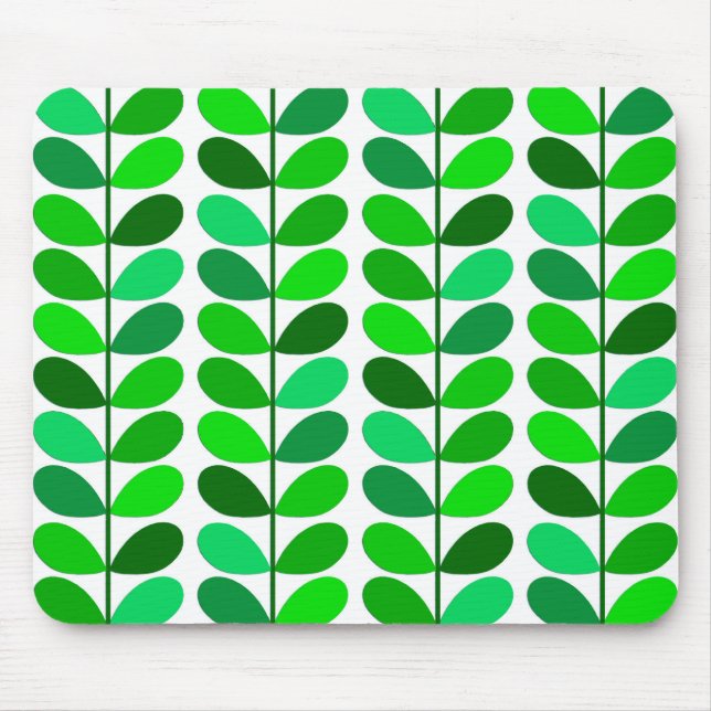 Alfombrilla De Ratón Hojas danesas de mediados del siglo, verde esmeral (Frente)