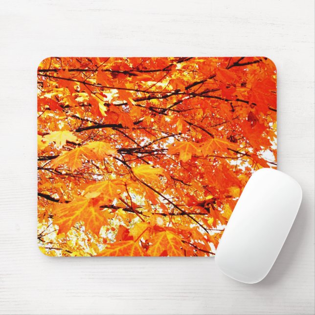 Alfombrilla De Ratón Hojas de arce naranja en Mousepad de otoño (Con ratón)