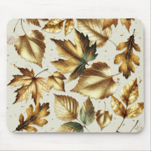 Alfombrilla De Ratón Hojas de bronce dorado beige glam Almendra Otoño
