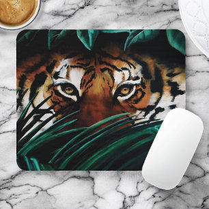 Alfombrilla De Ratón Hojas de la selva verde tigre