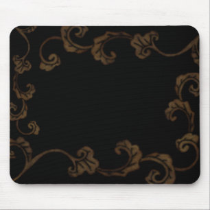 Alfombrilla De Ratón Hojas De Ornato De Oro Y Negro