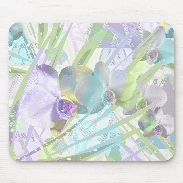 Alfombrilla De Ratón Hojas de orquídea y palmera, tropicales (Frente)