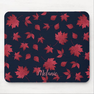 Alfombrilla De Ratón Hojas de otoño rojas elegantes en personalizadas n