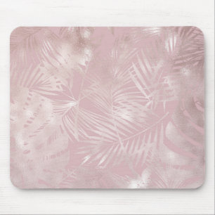 Alfombrilla De Ratón Hojas de Palma Tropical Botánico Rosa Dorado Rosa